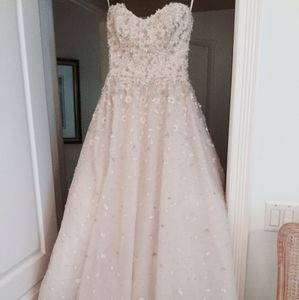 Christos Peony Blush Tulle Wedding Gown